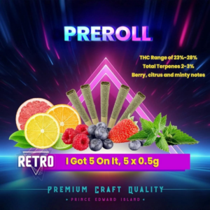 Retro I Got 5 On It (Blue Dream 27% Indica THC and full spectrum honey oil) 5 x 0.5g